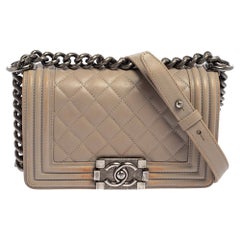 Chanel Grey Quilted Leather Small Boy Flap Bag