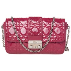 Dior Pink Cannage Patent Leather Miss Dior Promenade Chain Pouch Bag