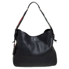Gucci Black Pebbled Leather Medium Heritage Shoulder Bag