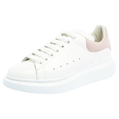 Used Alexander McQueen White/Pink Leather and Suede Larry Low Top Sneakers Size 39