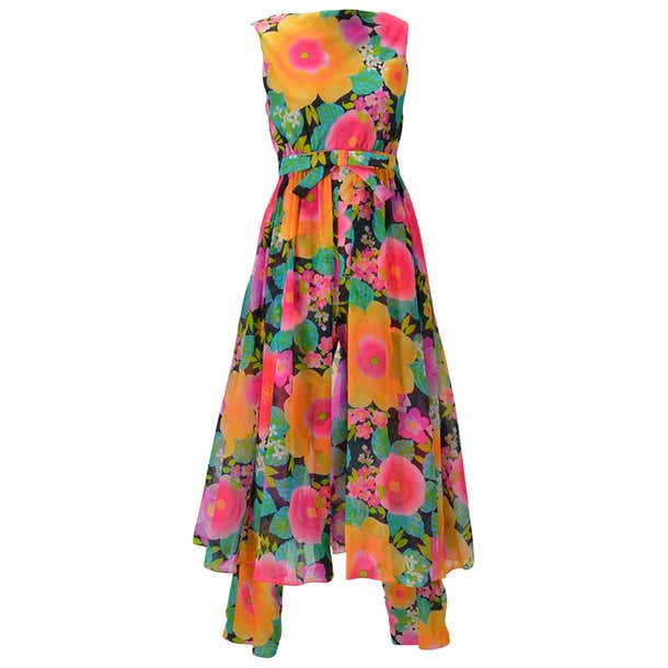1960s Pat Sandler Floral Jumpsuit and Overdress at 1stDibs | 1960s ...