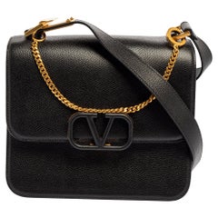 Valentino Black Leather Medium VSling Shoulder Bag