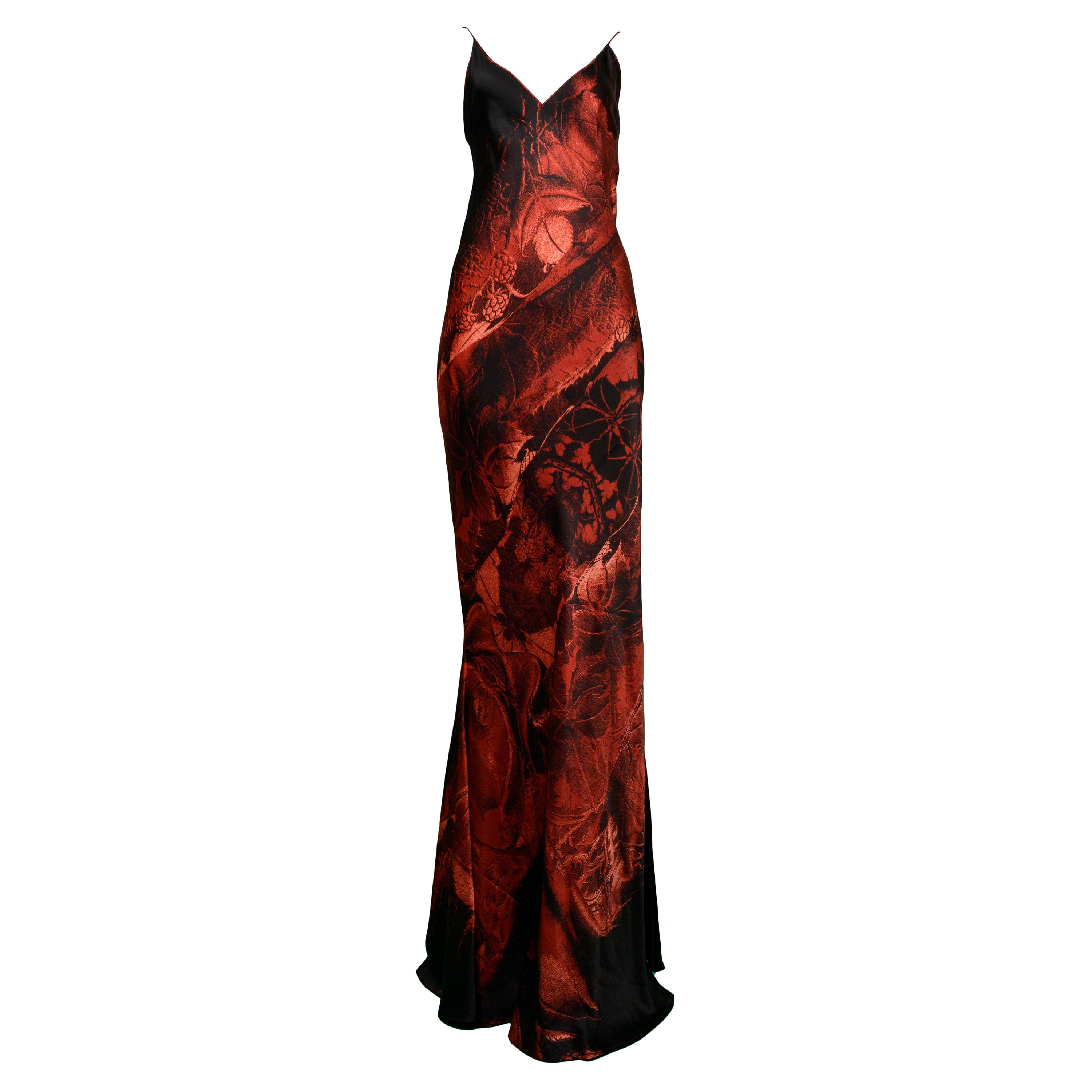 Roberto Cavalli Vintage Black & Red Slip Evening Gown
