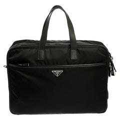 Prada Black Nylon and Leather Briefcase