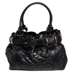 Burberry Black Quilted Leather Large Beaton Tote