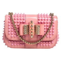 Christian Louboutin Pink Patent Leather Mini Spiked Sweet Charity Crossbody Bag