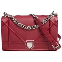 Dior Red Leather Medium Diorama Flap Shoulder Bag