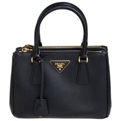 Prada Black Saffiano Lux Leather Mini Galleria Tote