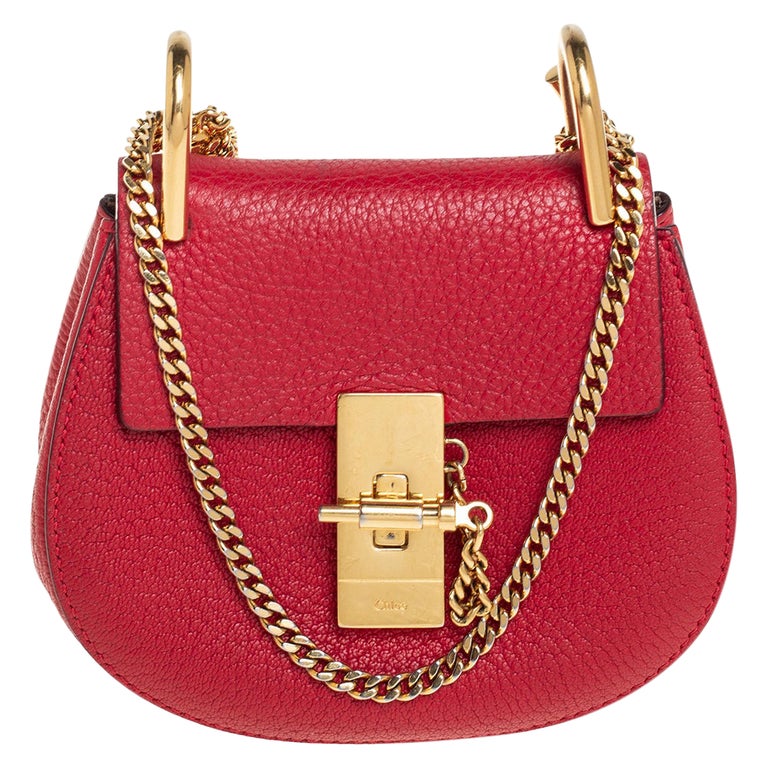 Chloe Red Grained Leather Nano Drew Shoulder Bag at 1stDibs | chloe red ...