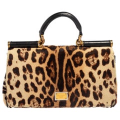 Dolce & Gabbana - Borsa a manico alto in vitello con stampa animalier Miss Sicily