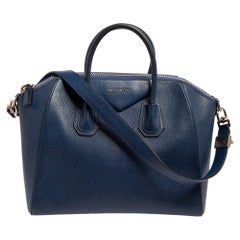 Used Givenchy Blue Leather Medium Antigona Satchel
