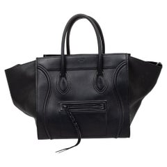Celine Medium Phantom Gepäcktasche aus schwarzem Leder