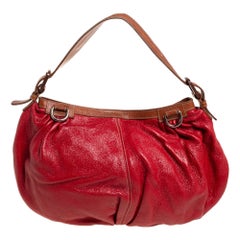 Dolce & Gabbana Red Shimmery Glossy Leather Miss Fluid Hobo