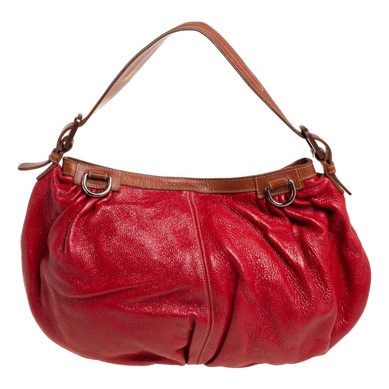 Dolce and Gabbana Red Shimmery Glossy Leather Miss Fluid Hobo For Sale ...