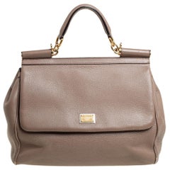 Dolce & Gabbana - Borsa Miss Sicily in pelle marrone con manico superiore
