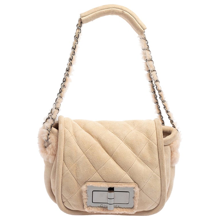 Chanel Pink Shearling Flap Bag at 1stDibs