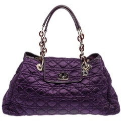 Dior Purple Satin Cannage Satin Charming Lock Tote