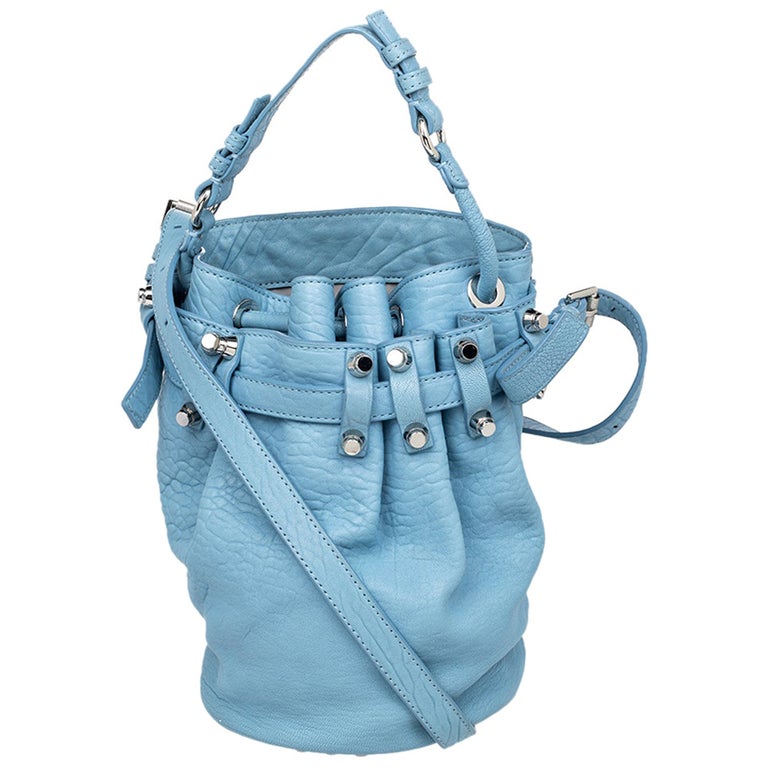 Alexander Wang Blue Textured Leather Diego Bucket Bag For Sale at 1stDibs