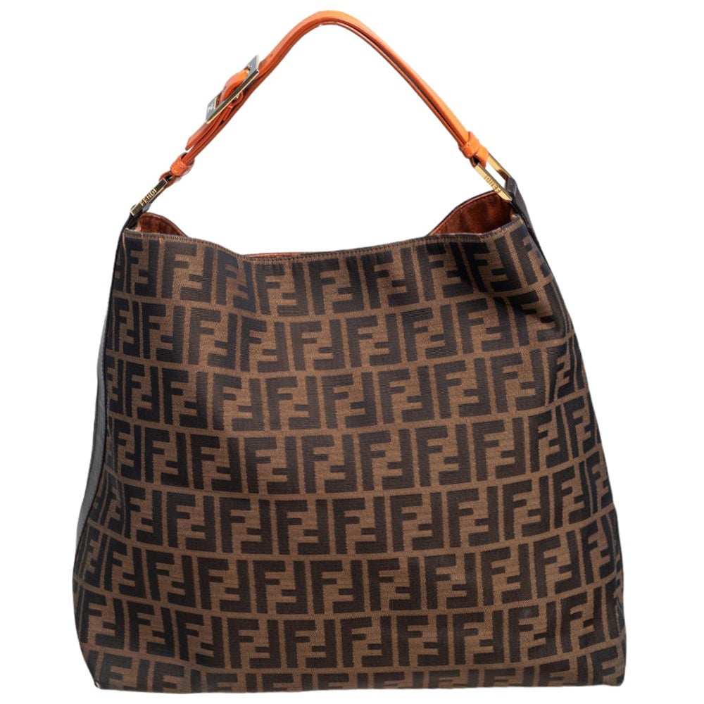 Fendi Tobacco Zucca Canvas and Leather Large Hobo