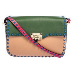 Valentino Multicolor Leather Medium Rockstud Flap Shoulder Bag