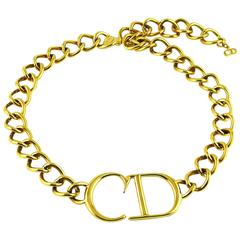 Vintage Christian Dior Gold CD Monogram Necklace