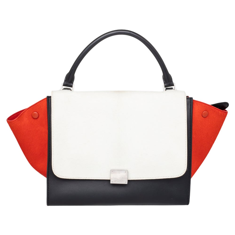 Celine Calf Hair and Leather Medium Trapeze Top Handle Bag