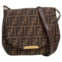 Fendi Tobacco Zucca Canvas Flap Crossbody Tasche