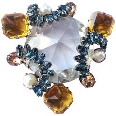 Retro Schreiner of New York large crystal brooch