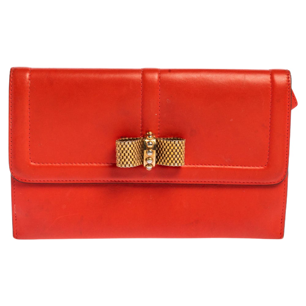 Christian Louboutin Coral Red Leather Sweet Charity Wallet