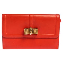 Christian Louboutin Coral Red Leather Sweet Charity Wallet
