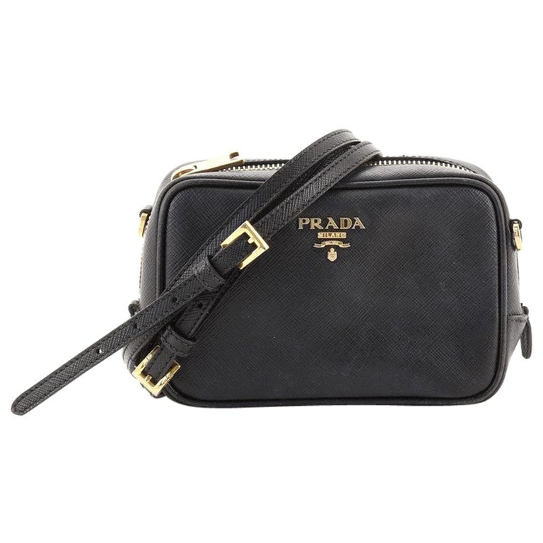 Prada Beige Saffiano Leather Mini Zip Top Camera Sling Bag - ShopStyle
