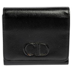 Dior Black Patent Leather Mania Trifold Wallet