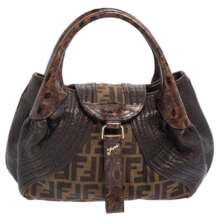 Fendi Tobacco Zucca Canvas and Leather Spy Bag at 1stDibs