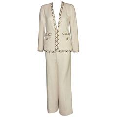 CHANEL Maison Lesage Silk Chain Trouser Pant Suit For Sale at 1stDibs