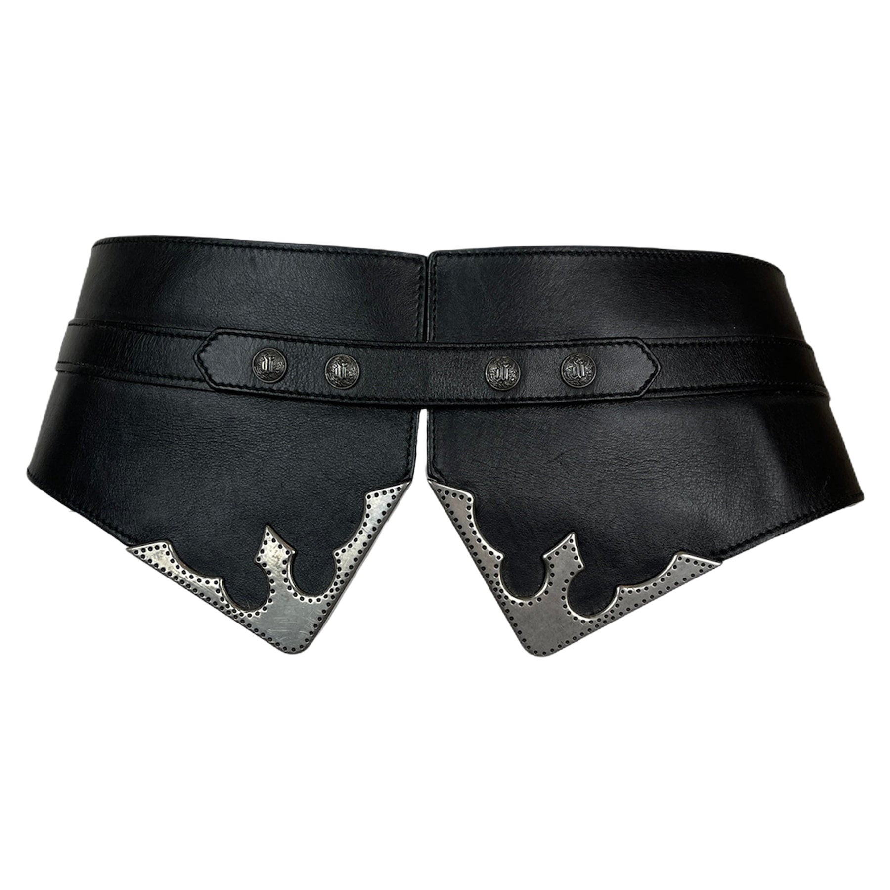 90's Vintage Gianni Versace Corset Belt Leather & Metal