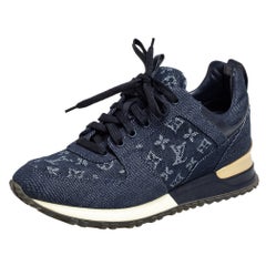 Louis Vuitton Blue Suede and Mesh Run Away Lace Up Sneakers Size 38