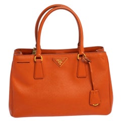 Prada Orange Saffiano Lux Leather Tote