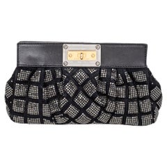 Marc Jacobs Black Suede And Leather Embellished Clutch