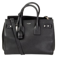 SAINT LAURENT black leather SAC DE JOUR SMALL Tote Shoulder Bag