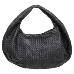 Bottega Veneta Black Intrecciato Leather Large Veneta Hobo