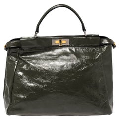 Fendi Crinkled Patent Leather Large Peekaboo Top Handle Bag