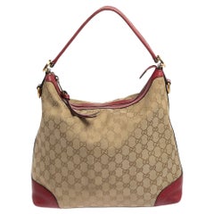 Miss GG Hobo aus Segeltuch und Leder in Beige/Pink, Miss GG