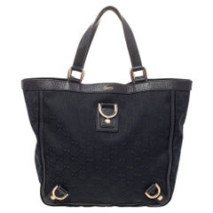 Petit fourre-tout Abbey en toile et cuir noir GG Gucci