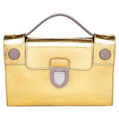 Dior Gold Leather Diorever Top Handle Bag