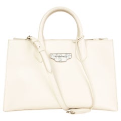 BALENCIAGA Borsa tote PADLOCK NUDE WORK XS MARBLE in pelle bianco sporco