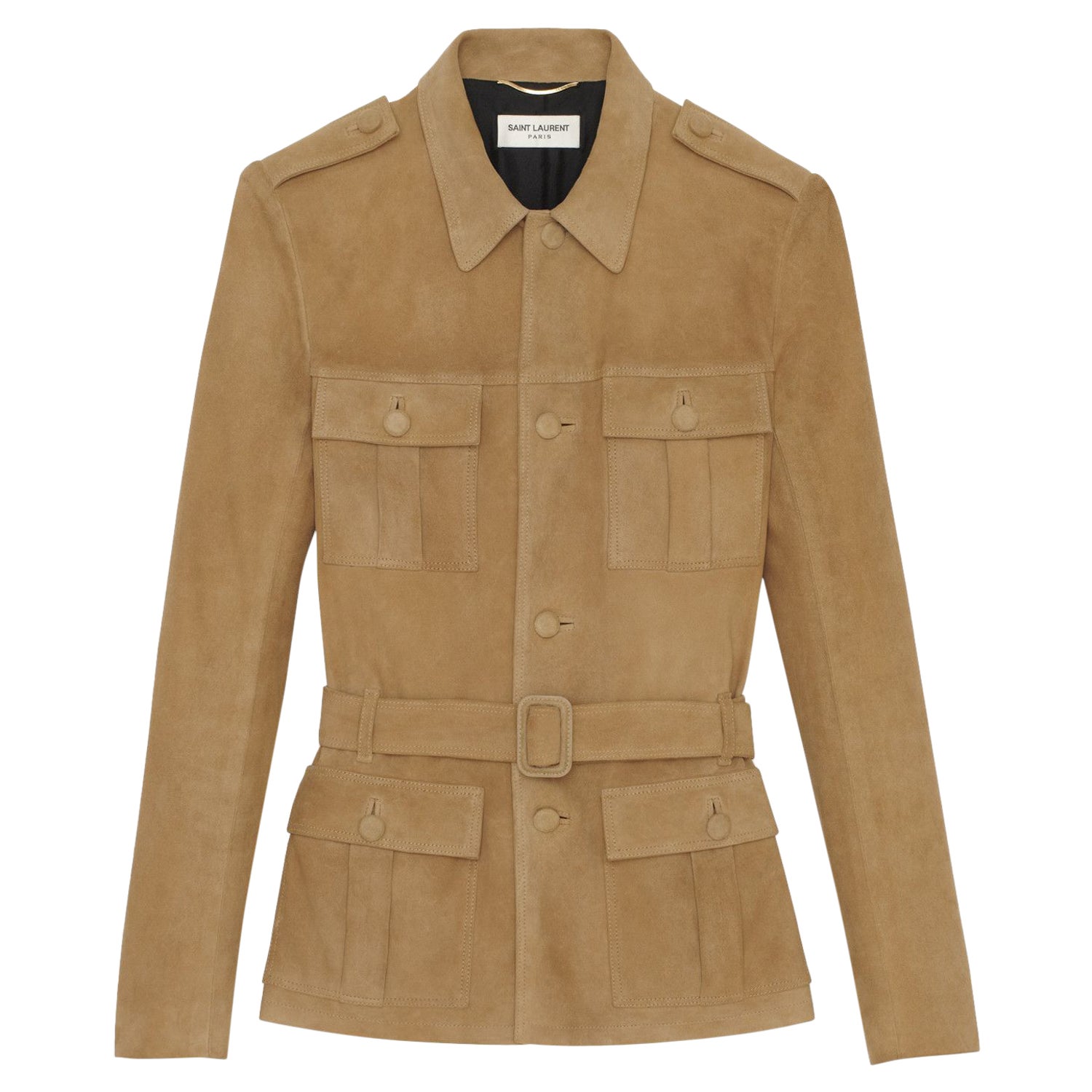 SAINT LAURENT beige suede SAHARIENNE Belted Safari Jacket 36 XS For Sale at  1stDibs | saint laurent saharienne jacket