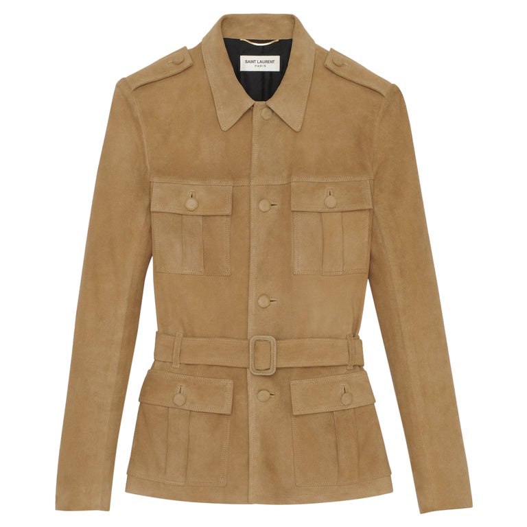 SAINT LAURENT beige suede SAHARIENNE Belted Safari Jacket 36 XS For ...