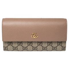 Gucci Beige GG Supreme Canvas und Leder GG Marmont Flap Continental Wallet