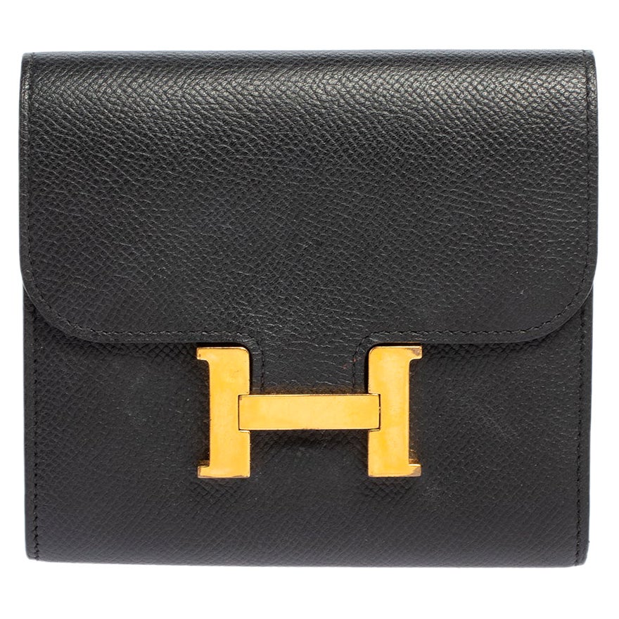 Hermes Noir Epsom Leather Constance Compact Wallet