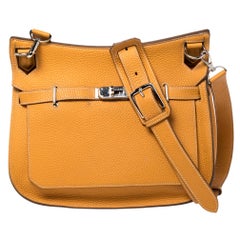 Hermes Jaune D'or Taurillon Clemence Leather Jypsiere 28 Bag